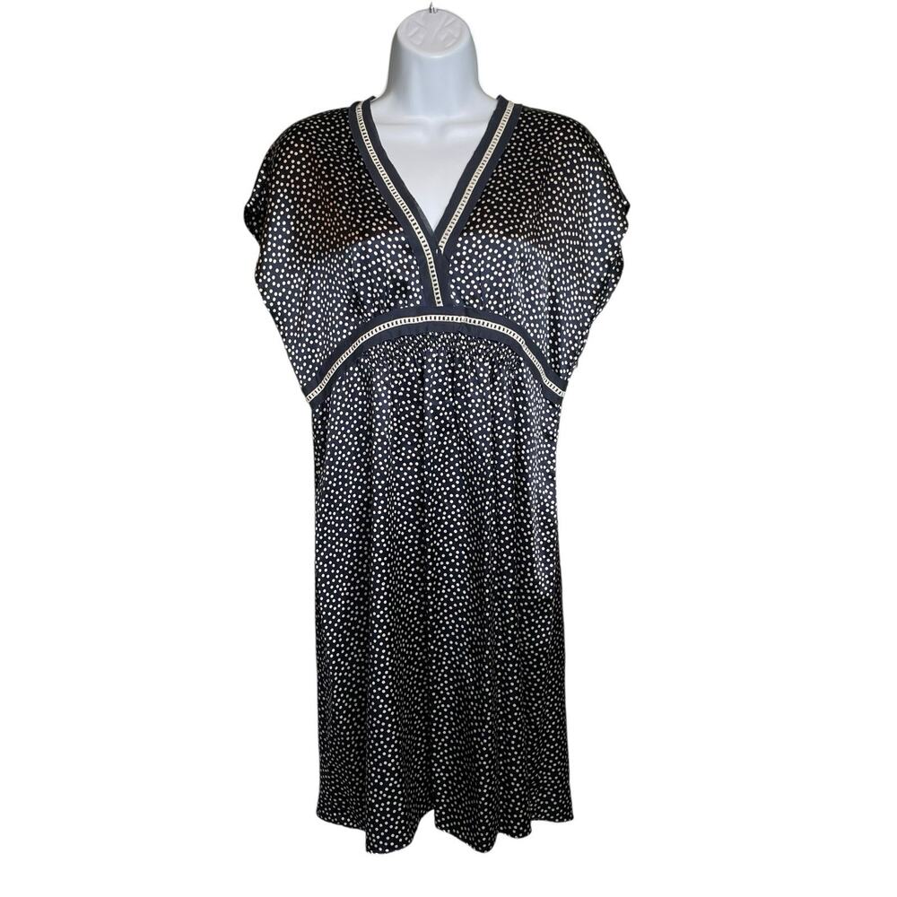 Vivienne Tam Womens Polka Dot 100% Silk Dress Size 8 Batwing Sleeves Euro Summer